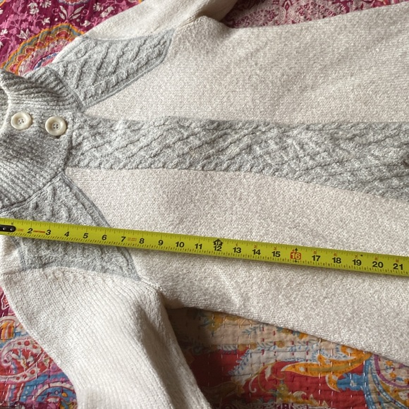 Prana long cardigan, off-white with gray trim - Picture 12 of 13